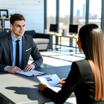 Candidate being interviewed