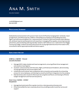 blue headers resume template